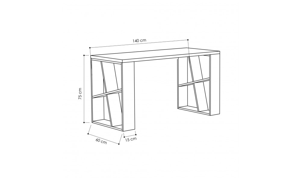 Birou de studiu Miere - alb, antracit 140 x 75 x 60 cm