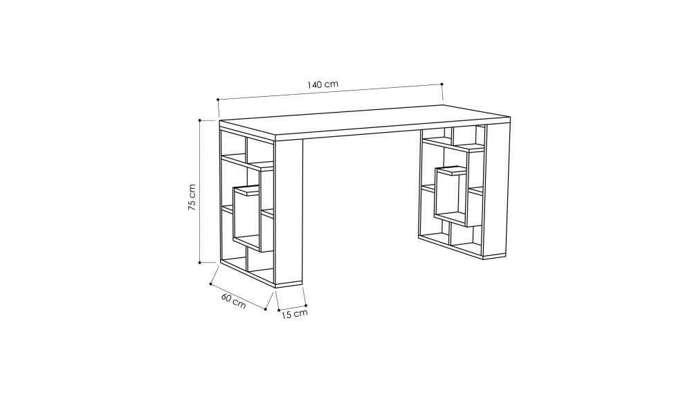 Birou de studiu Labirint - alb, stejar 140 x 75 x 60 cm