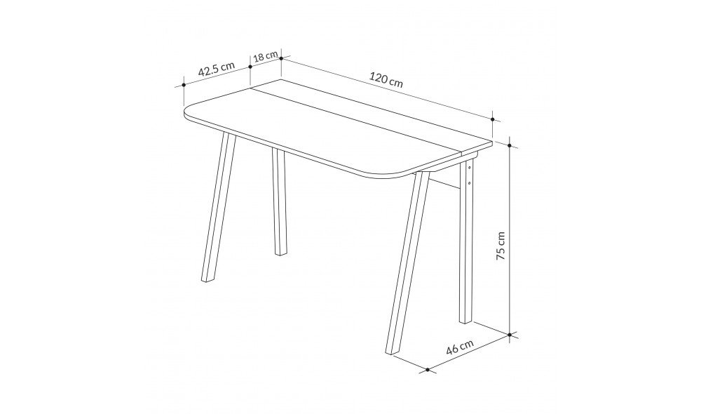 Birou de studiu Luton - alb, moka deschis 120 x 75 x 60 cm