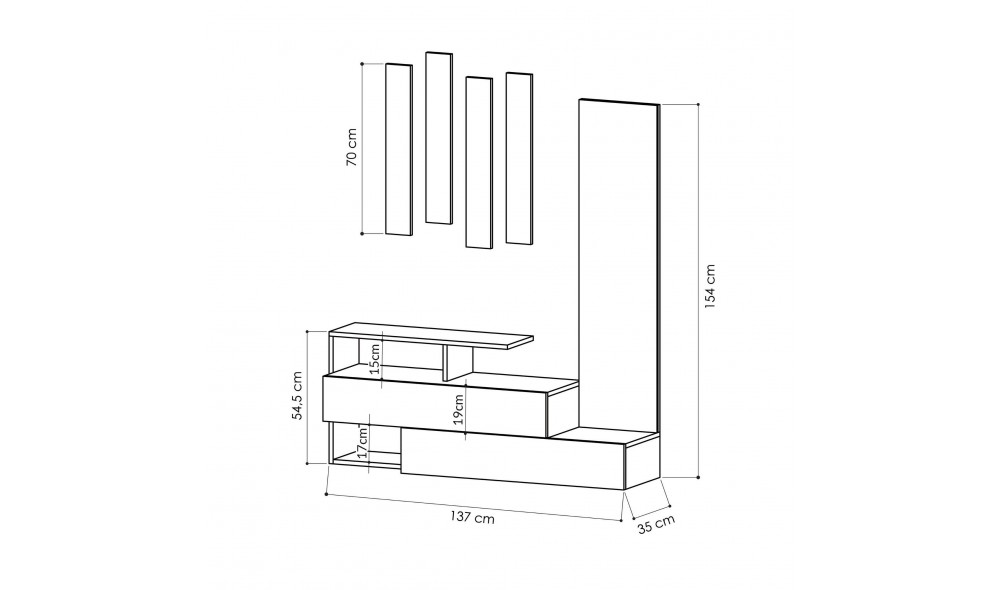 Sala Stand Ramda - Alb 137 x 54 x 35 cm