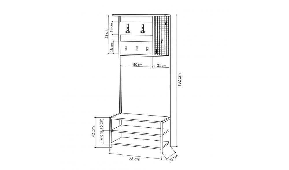 Sala Stand Nomad Portmanto - Antracit 78 x 182 x 30 cm