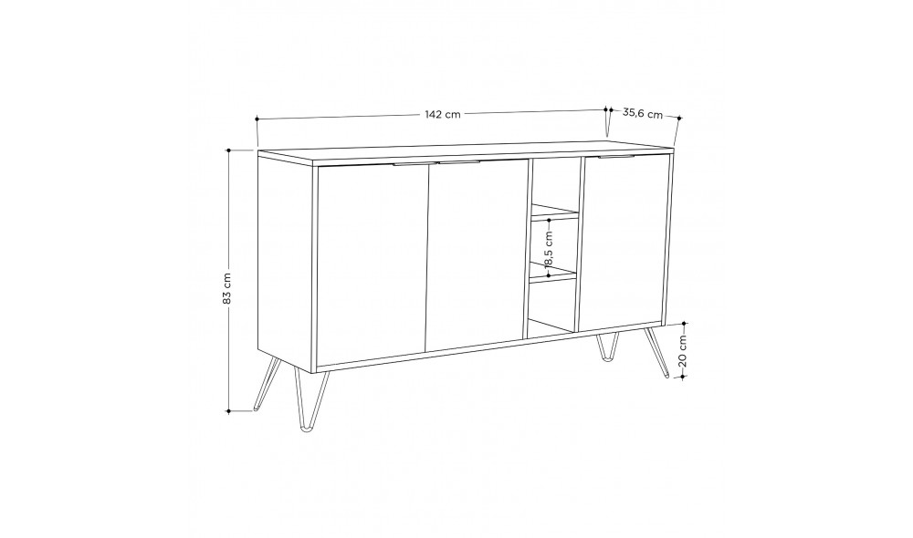 Consola Consola Clara - Stejar, Antracit 142 x 83 x 35 cm