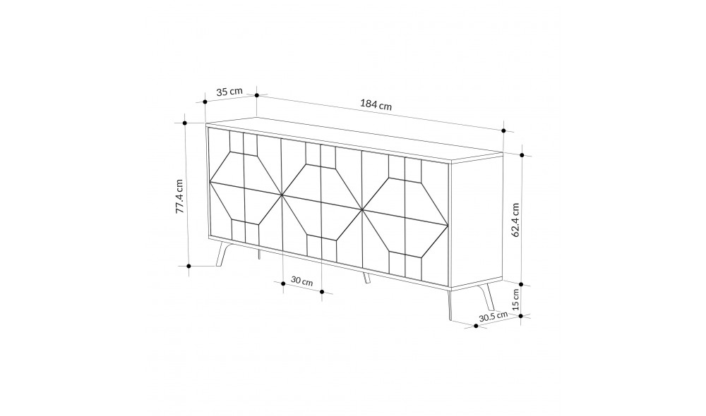 Consola Duna 183 - Alb antic 184 x 77 x 35 cm