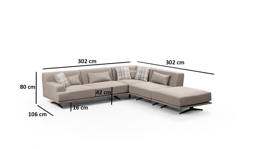 Canapea de coltar Bentley Corner (L3-C-O1-PUF) 302 x 80 x 302 cm