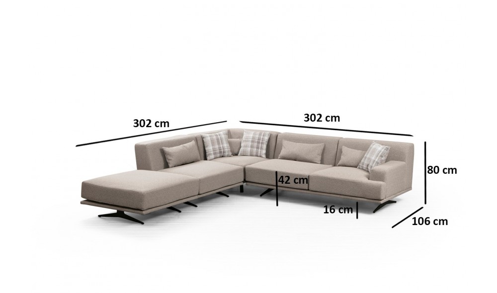 Canapea de coltar Bentley Corner (PUF-O1-C-3R) 302 x 80 x 302 cm