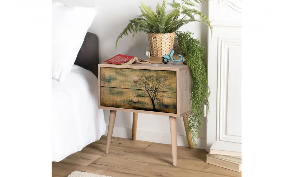 Noptiera, Two - 729, Stejar Sonoma, 60 x 61 x 40 cm