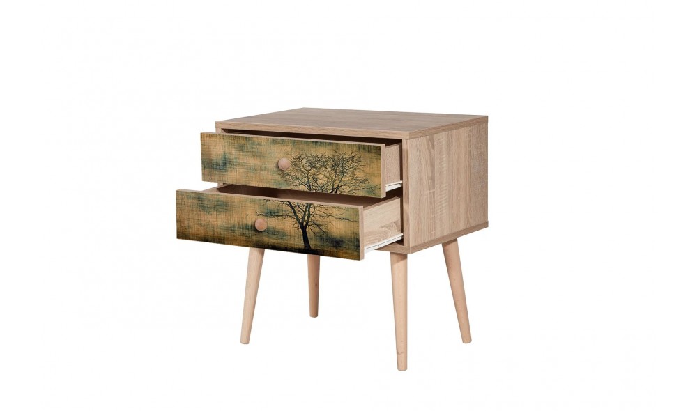 Noptiera, Two - 729, Stejar Sonoma, 60 x 61 x 40 cm