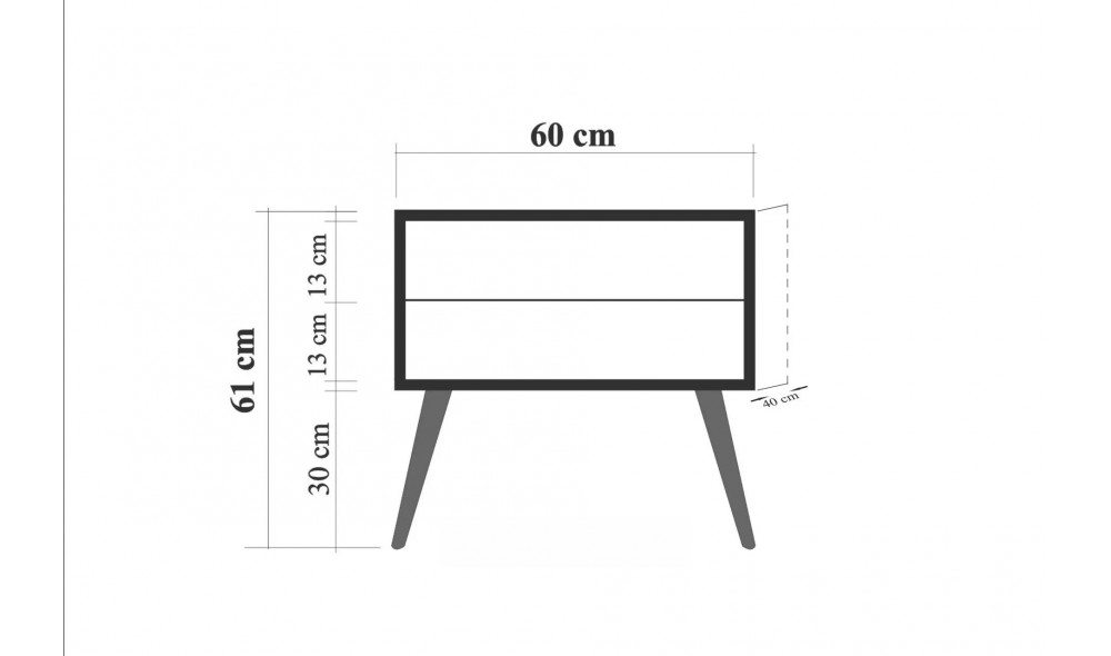 Noptiera, Two - 729, Stejar Sonoma, 60 x 61 x 40 cm