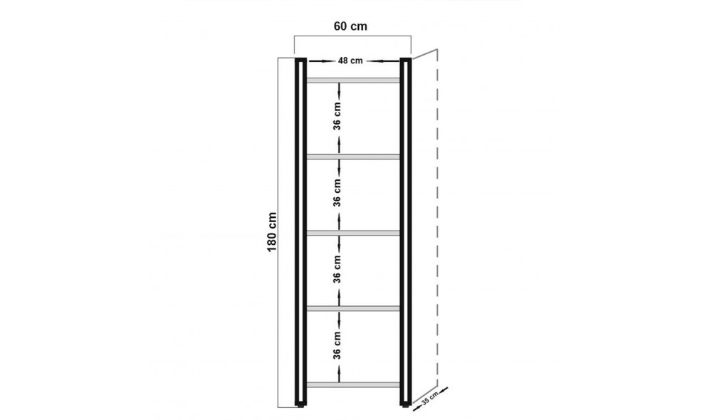 Raft de carti Cosmo Penta 60 x 180 x 35 cm