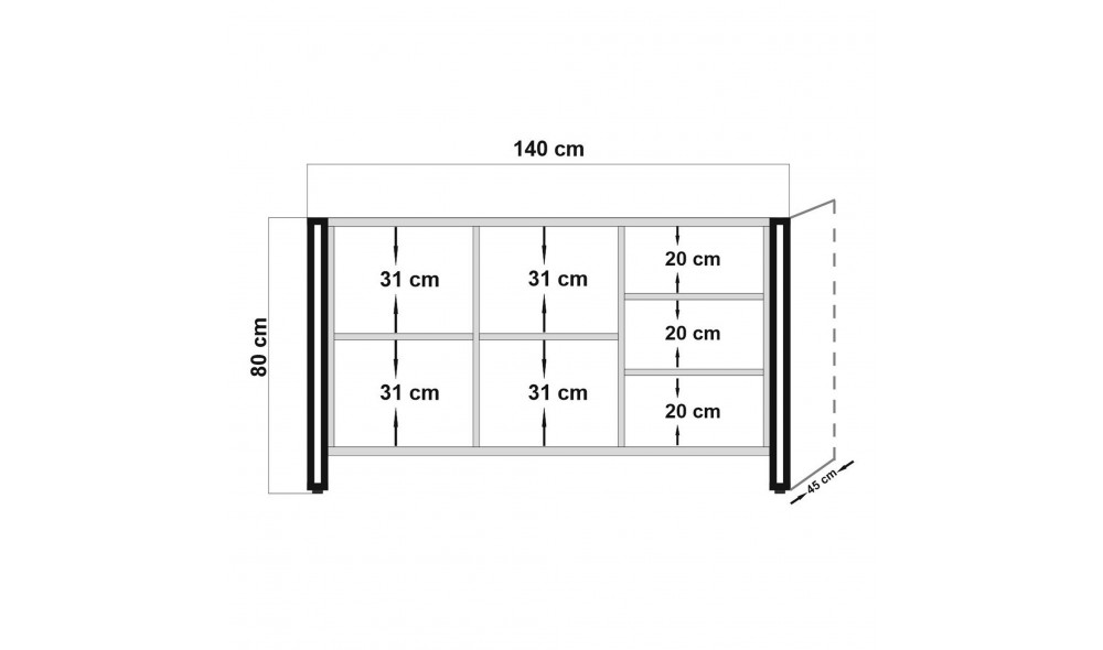 Consola Cosmo Nora 140 x 80 x 45 cm