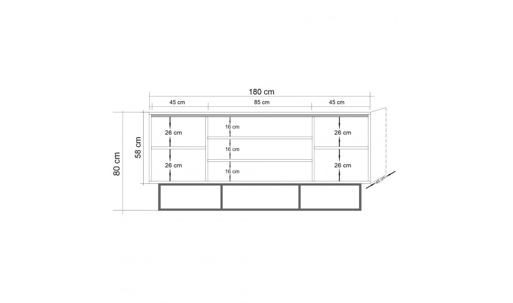 Consola Quantum Verda 180 x 80 x 45 cm