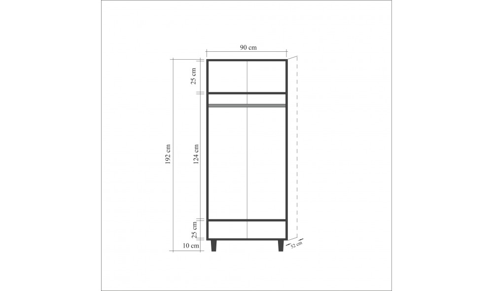 Dulap, Stil - 729, Stejar Sonoma, 90 x 192 x 52 cm