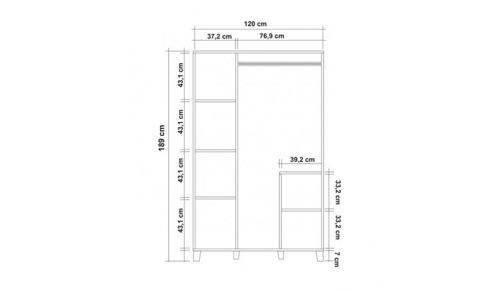 Dulap, Leva Hedera Pied, Pinul AtlanticAlb, 120 x 189 x 48 cm