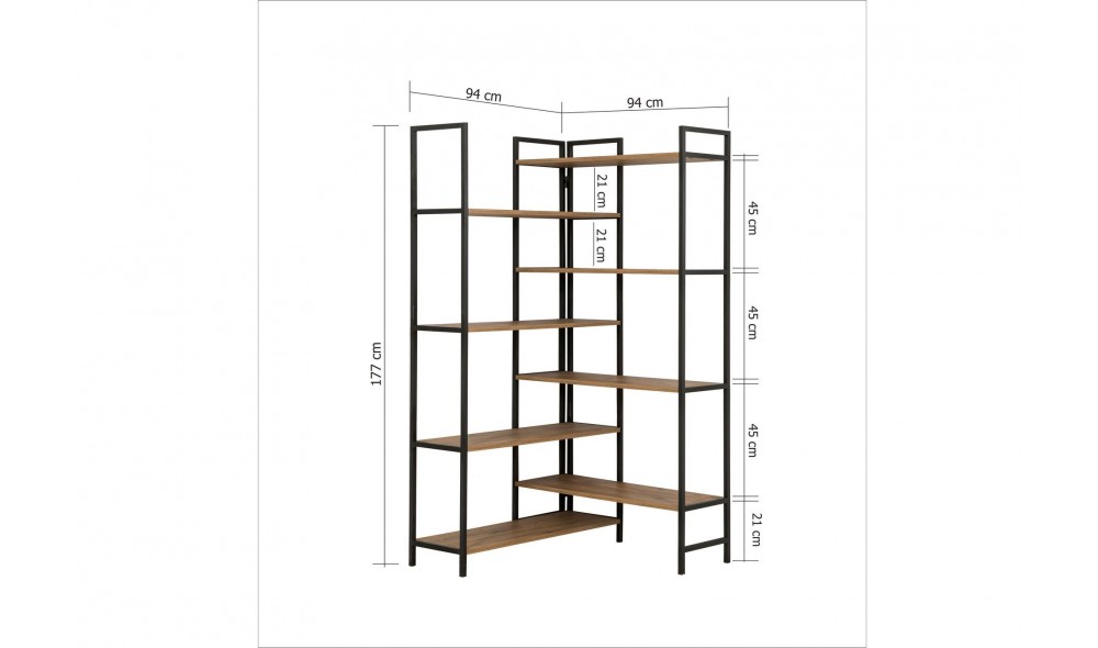 Raft pentru carti, Edra Rafix, Pinul AtlanticNegru, 94 x 177 x 94 cm