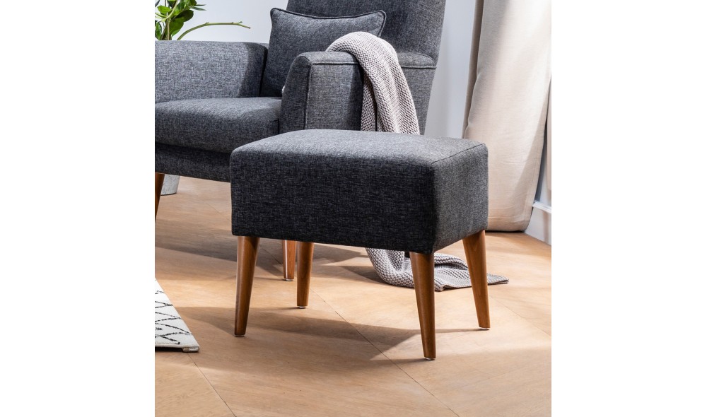 Tuffet, Zeni Puf - Gri inchis, 50 x 45 x 46 cm