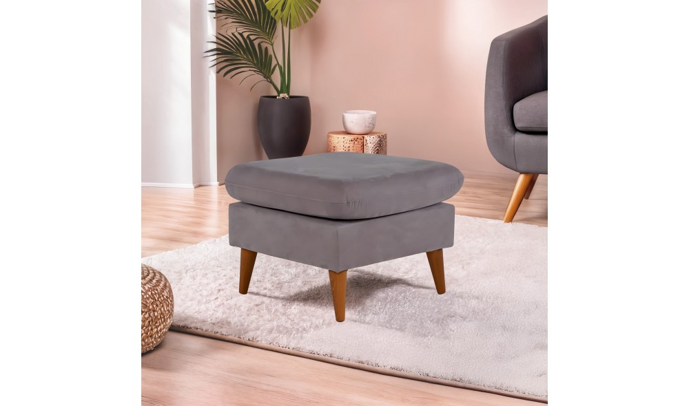 Tuffet, Sofia Puf - Gri, 63 x 48 x 63 cm