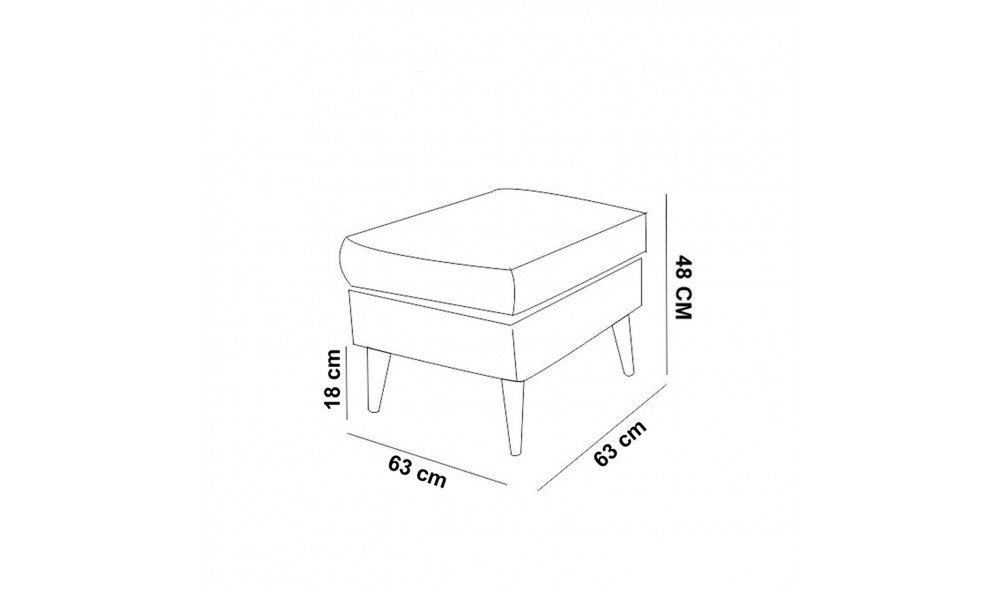 Tuffet, Sofia Puf - Gri, 63 x 48 x 63 cm