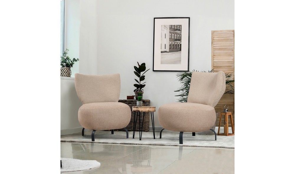 Set fotoliu, Set Loly - Crema, 64 x 84 x 74 cm