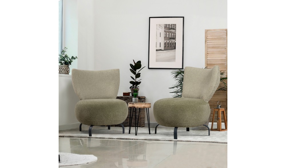 Set fotoliu, Set Loly - Verde, 64 x 84 x 74 cm