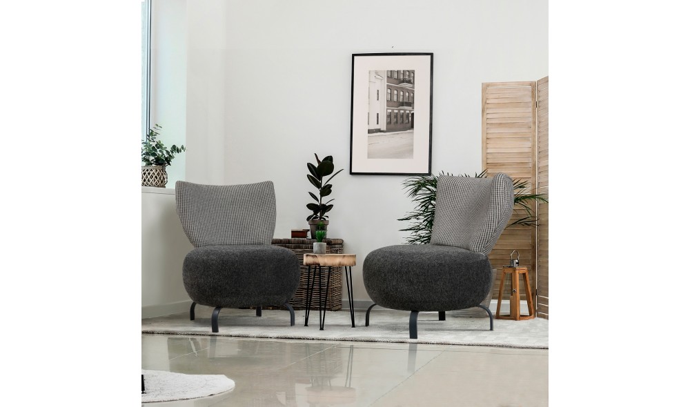 Set fotoliu, Set Loly - Antracit, 64 x 84 x 74 cm