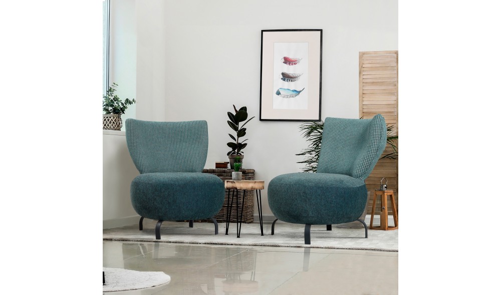 Set fotoliu, Set Loly - Turcoaz, 64 x 84 x 74 cm