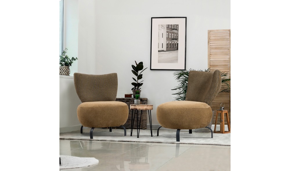 Set fotoliu, Loly Set - Mustar, 64 x 84 x 74 cm