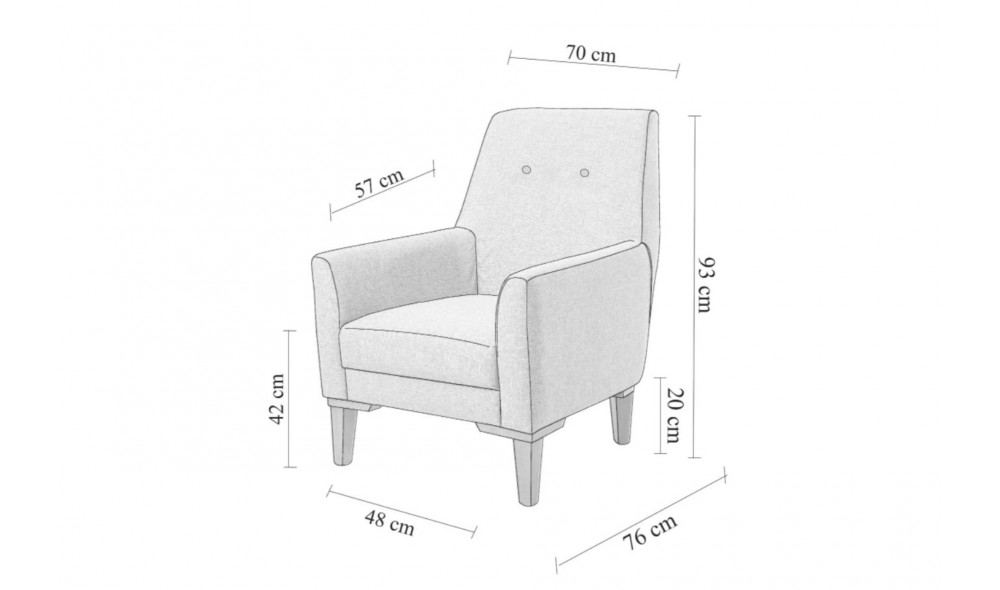 Fotoliu, Vina - Crema, Pin Atlantic, 70 x 93 x 76 cm
