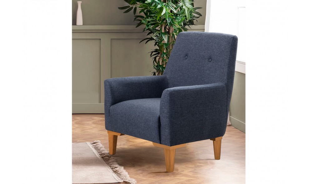 Fotoliu, Vina - Albastru inchis, Pin Atlantic, 70 x 93 x 76 cm