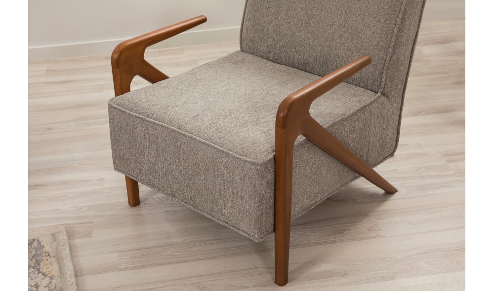 Fotoliu, Larus Wood Berjer - Nuc, Gri, 70 x 90 x 86 cm