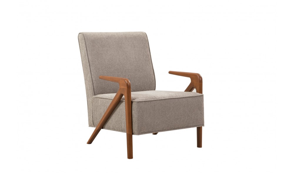 Fotoliu, Larus Wood Berjer - Nuc, Gri, 70 x 90 x 86 cm