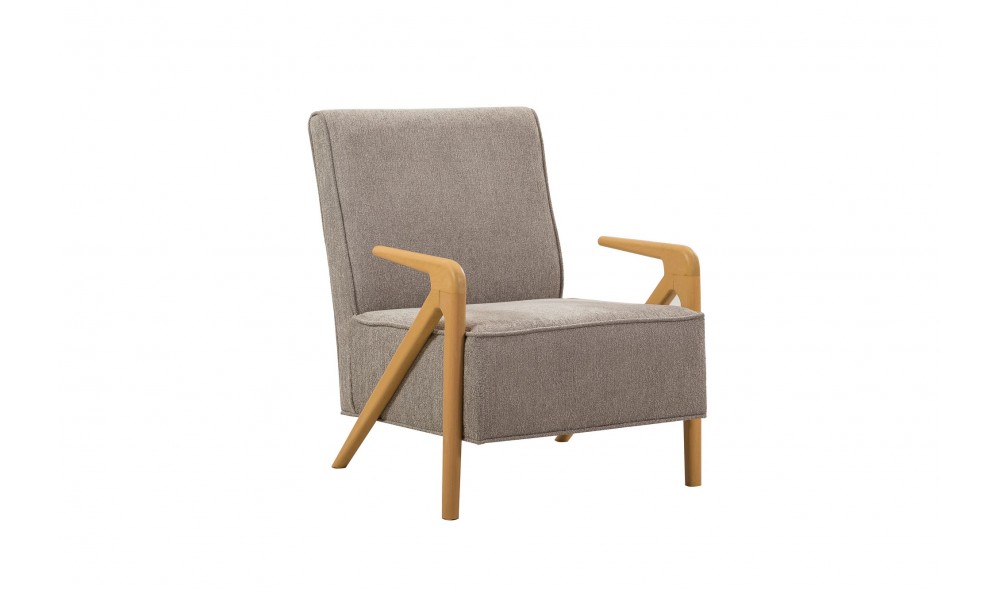 Fotoliu, Larus Wood Berjer - Stejar, Gri, 70 x 90 x 86 cm