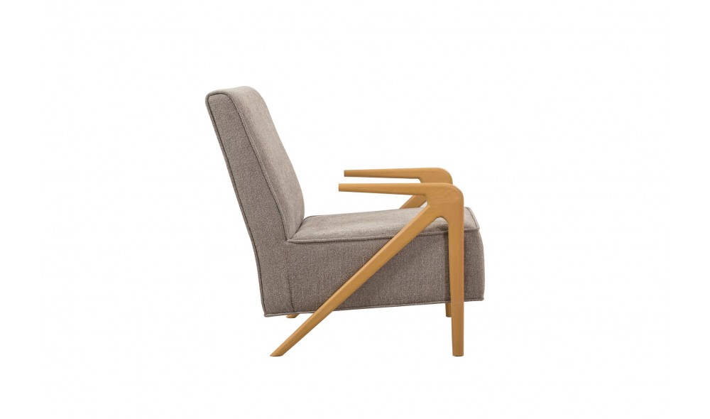 Fotoliu, Larus Wood Berjer - Stejar, Gri, 70 x 90 x 86 cm