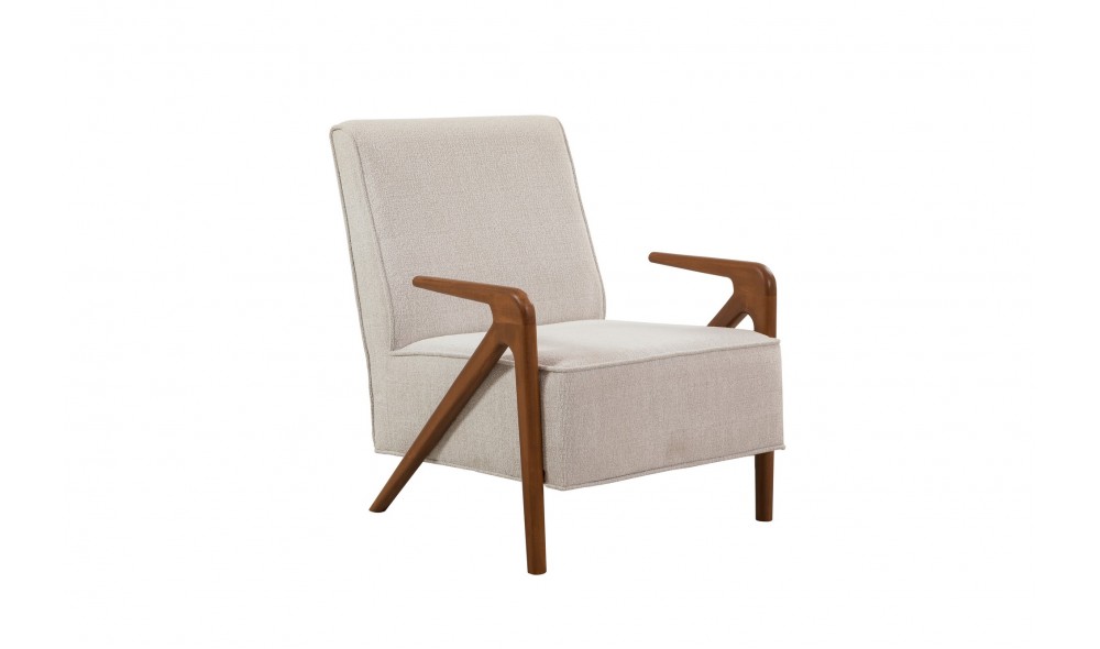 Fotoliu, Larus Wood Berjer - Nuc, Crem, 70 x 90 x 86 cm