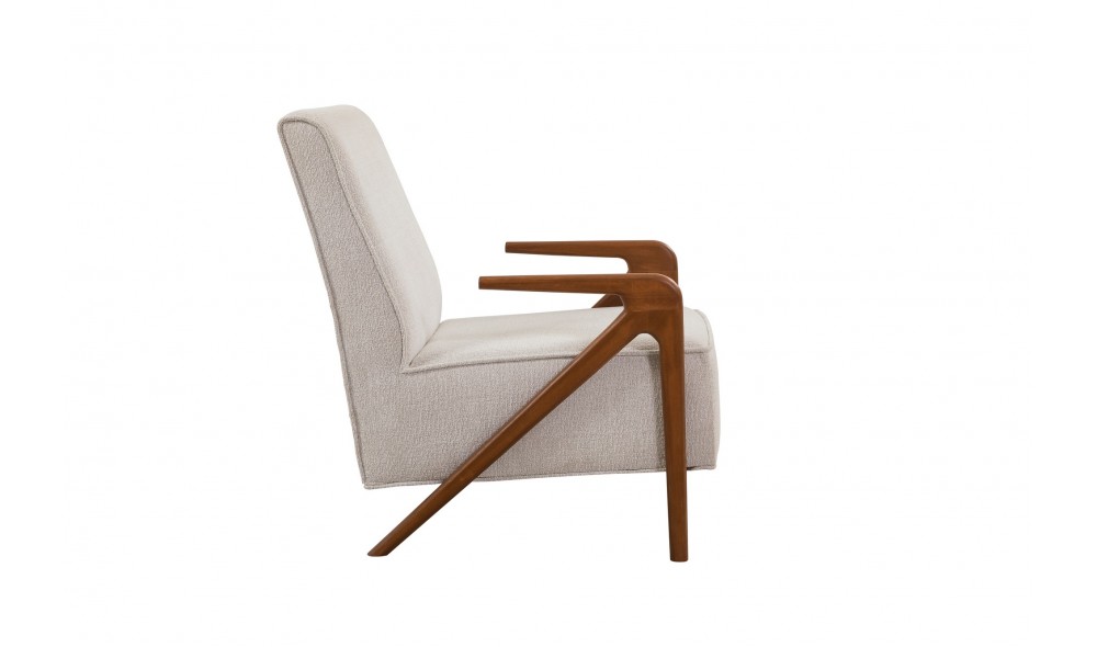 Fotoliu, Larus Wood Berjer - Nuc, Crem, 70 x 90 x 86 cm