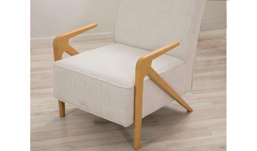 Fotoliu, Larus Wood Berjer - Stejar, Ecru, 70 x 90 x 86 cm