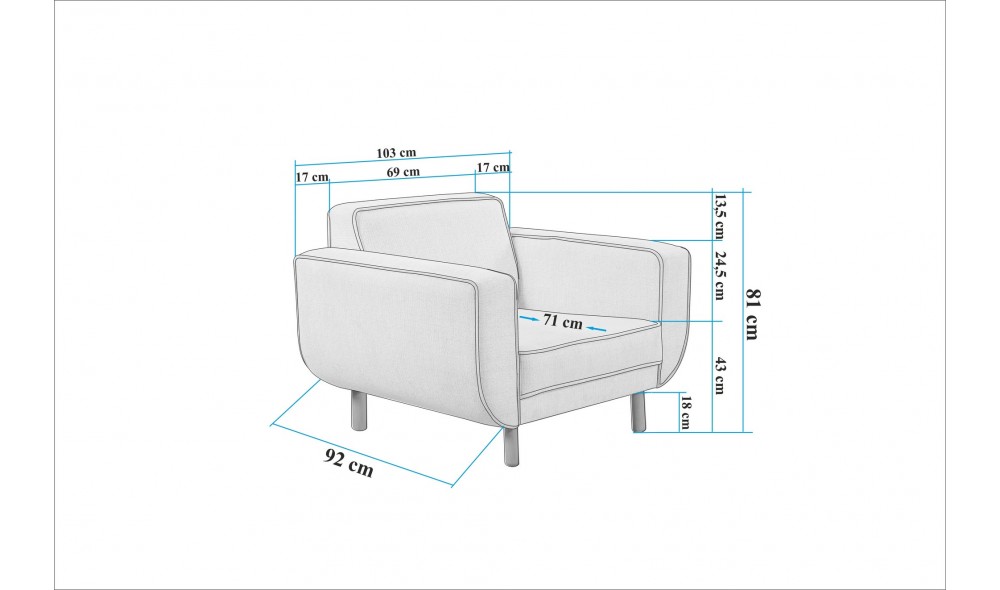 Fotoliu, Larus Berjer - Stejar, crem, 103 x 81 x 92 cm