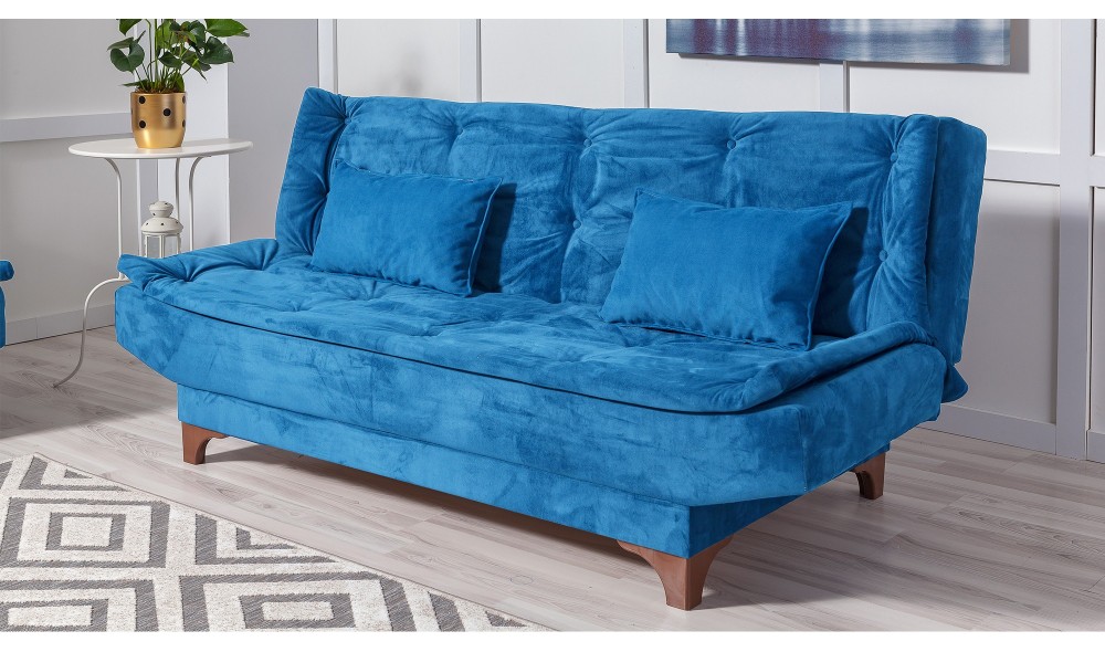 Canapea extensibila cu 3 locuri, Kelebek - Albastru, 190 x 90 x 85 cm