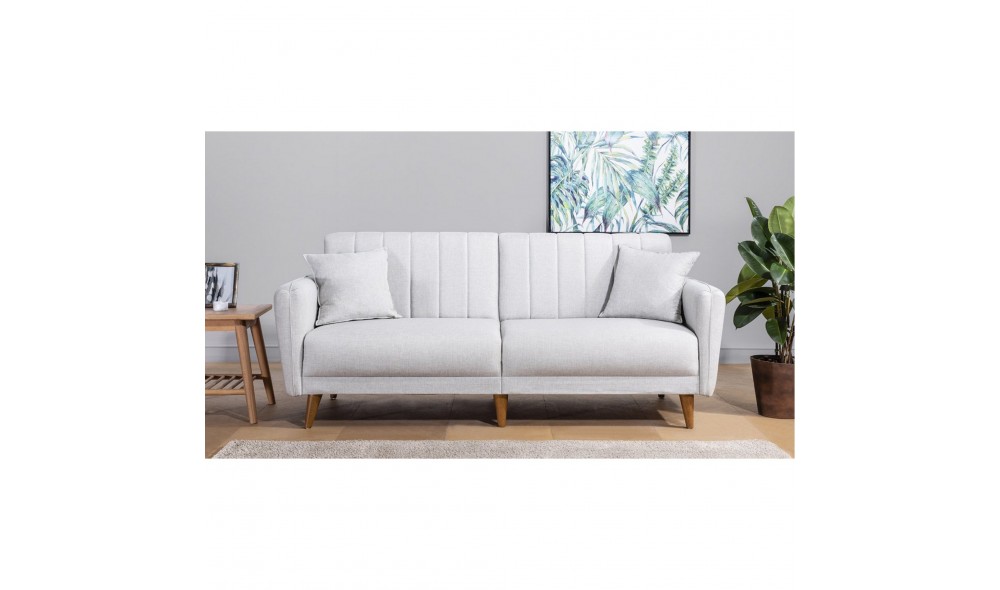 Canapea extensibila cu 3 locuri, Aqua - Crema, 210 x 85 x 82 cm