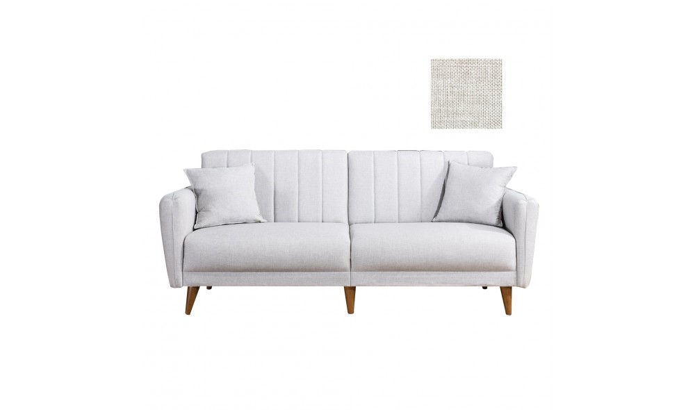 Canapea extensibila cu 3 locuri, Aqua - Crema, 210 x 85 x 82 cm