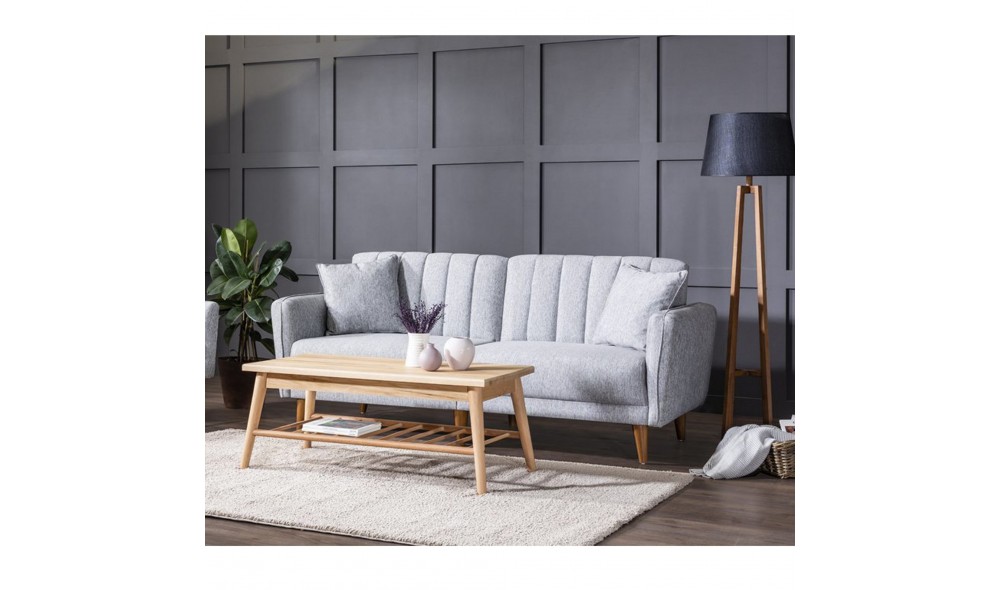 Canapea extensibila cu 3 locuri, Aqua - Gri, 210 x 85 x 82 cm