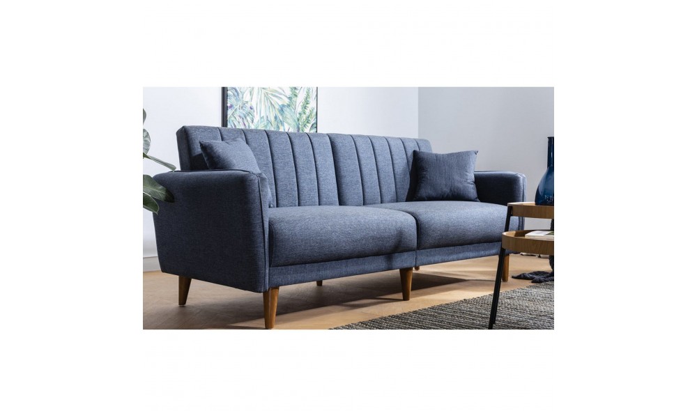 Canapea extensibila cu 3 locuri, Aqua - Albastru inchis, 210 x 85 x 82 cm