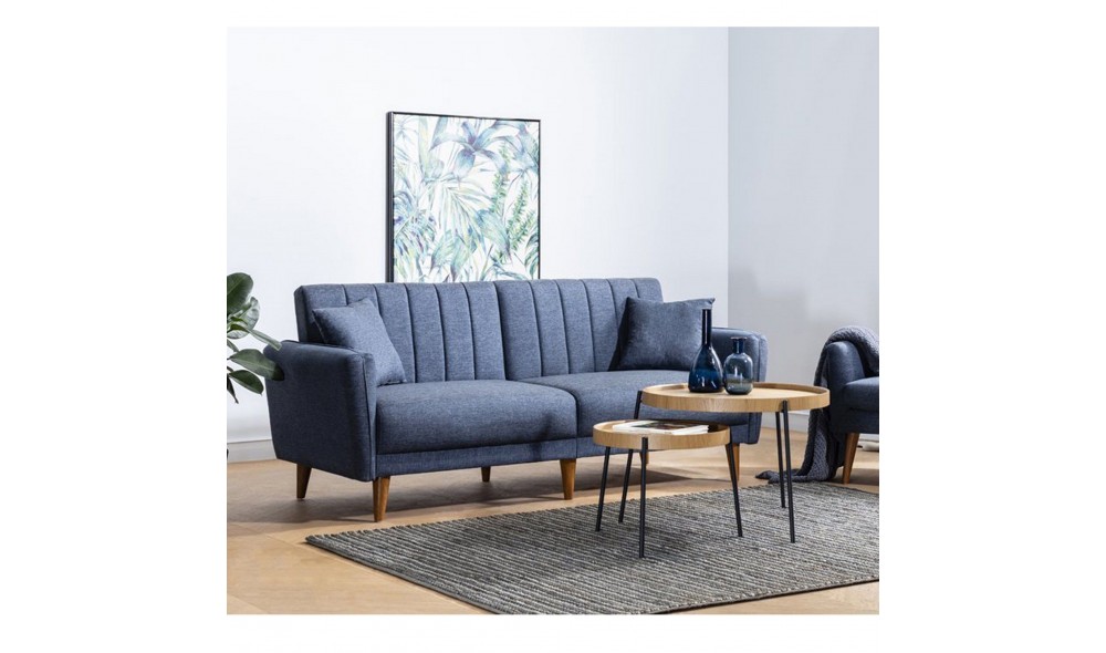 Canapea extensibila cu 3 locuri, Aqua - Albastru inchis, 210 x 85 x 82 cm