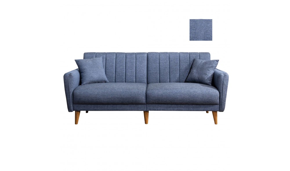 Canapea extensibila cu 3 locuri, Aqua - Albastru inchis, 210 x 85 x 82 cm