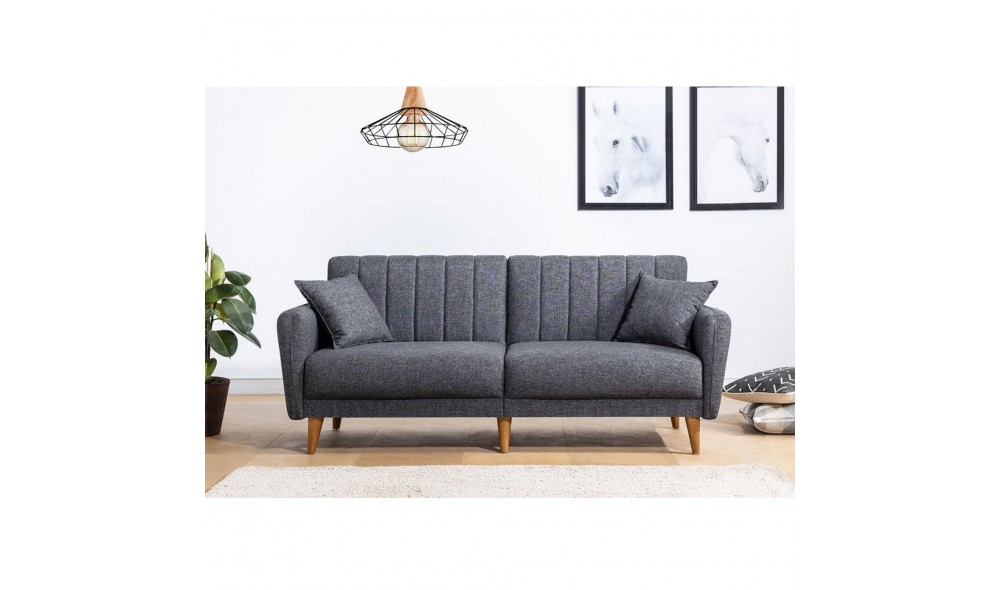 Canapea extensibila cu 3 locuri, Aqua - Gri inchis, 210 x 85 x 82 cm