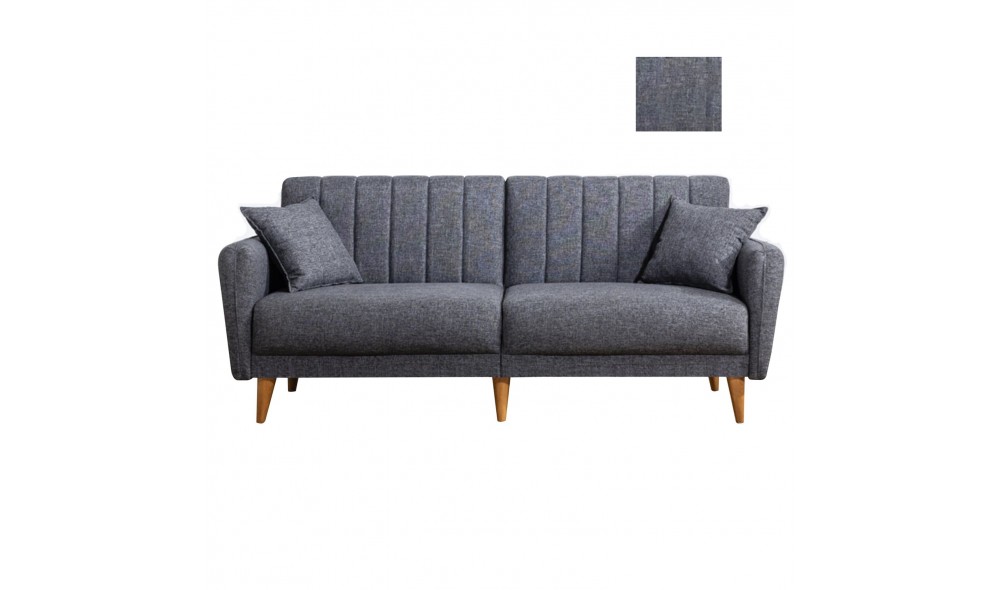 Canapea extensibila cu 3 locuri, Aqua - Gri inchis, 210 x 85 x 82 cm