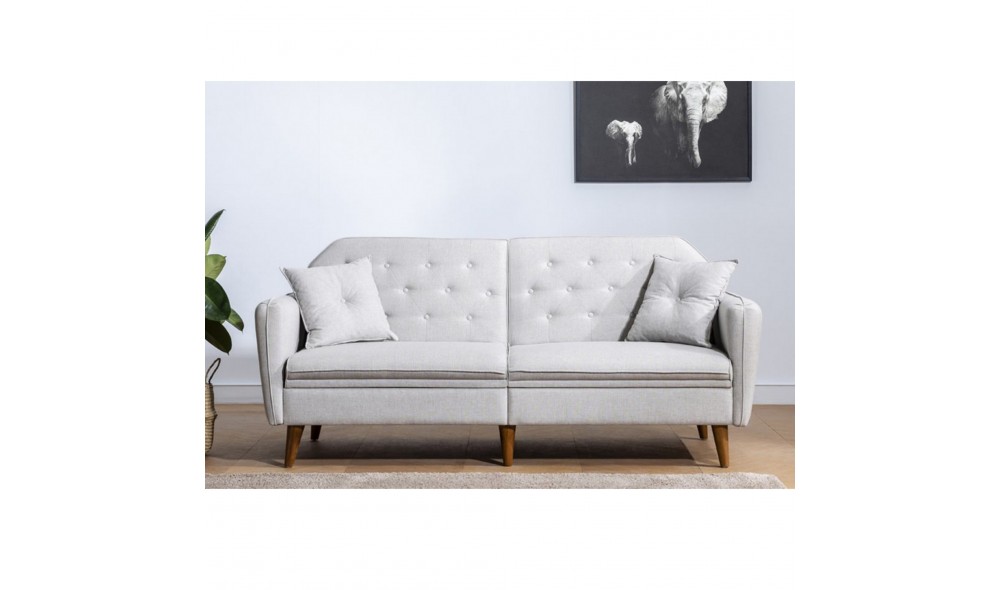 Canapea extensibila cu 3 locuri, Terra - Crem, 202 x 83 x 82 cm