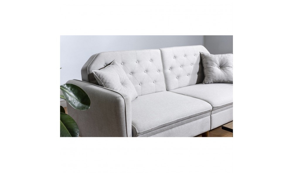 Canapea extensibila cu 3 locuri, Terra - Crem, 202 x 83 x 82 cm