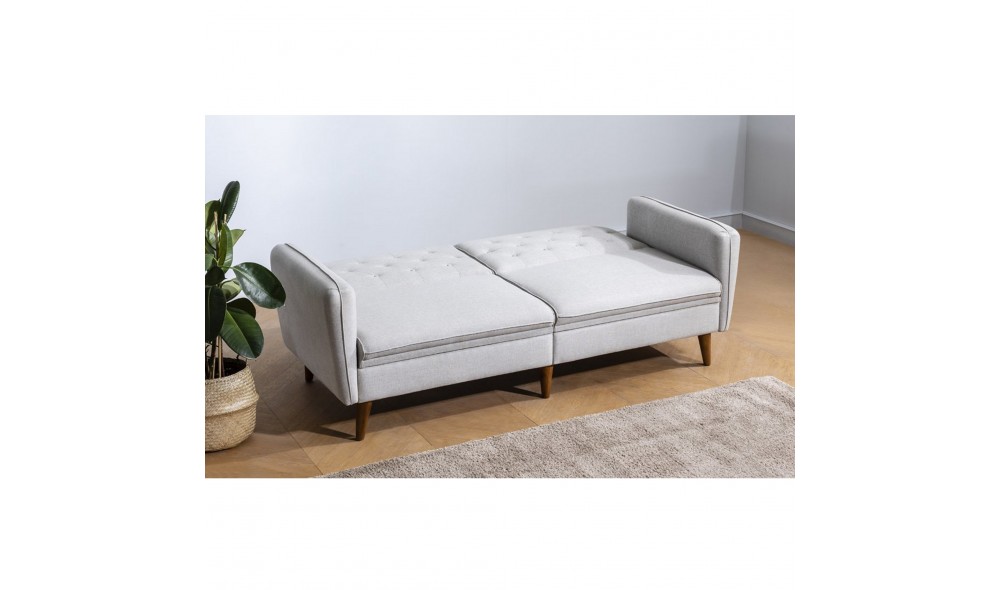 Canapea extensibila cu 3 locuri, Terra - Crem, 202 x 83 x 82 cm