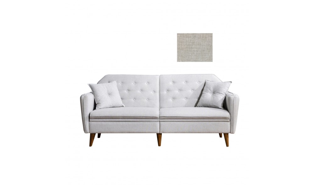 Canapea extensibila cu 3 locuri, Terra - Crem, 202 x 83 x 82 cm