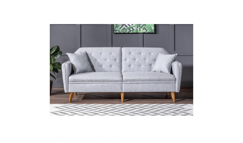 Canapea extensibila cu 3 locuri, Terra - Gri, 202 x 83 x 82 cm